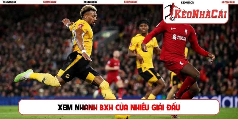 Xem nhanh BXH của nhiều giải đấu