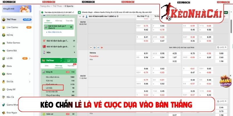 Kèo chẵn lẻ là vé cược dựa vào bàn thắng